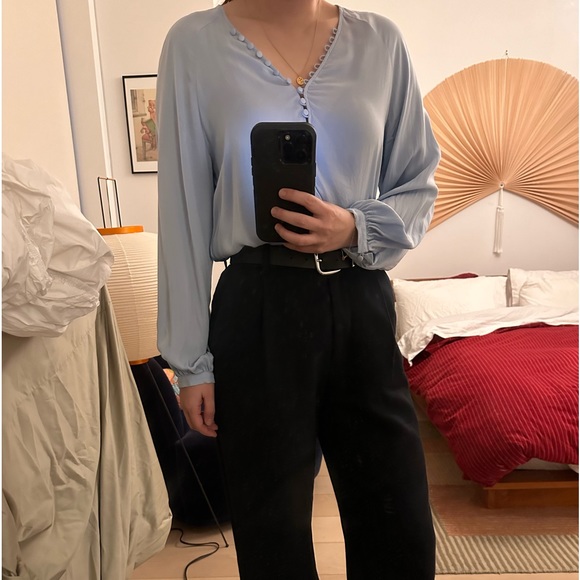 100% Silk Shariana Joie Long Sleeve Blouse - Picture 3 of 6